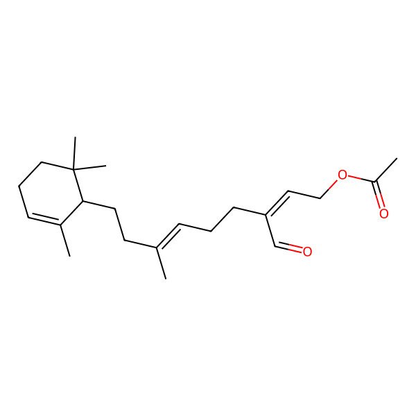 2D Structure of [(2E,6E)-3-formyl-7-methyl-9-[(1S)-2,6,6-trimethylcyclohex-2-en-1-yl]nona-2,6-dienyl] acetate