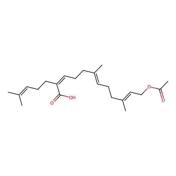 2D Structure of (2E,6E,10E)-12-acetyloxy-6,10-dimethyl-2-(4-methylpent-3-enyl)dodeca-2,6,10-trienoic acid