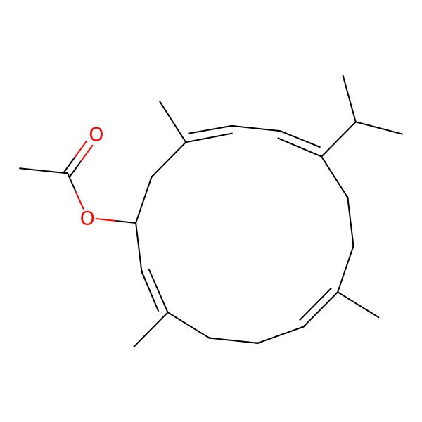2D Structure of [(2E,6E,10E,12E)-3,7,13-trimethyl-10-propan-2-ylcyclotetradeca-2,6,10,12-tetraen-1-yl] acetate