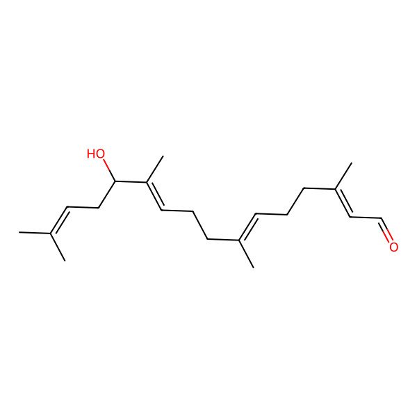 2D Structure of (2E,6E,10E,12S)-12-hydroxy-3,7,11,15-tetramethylhexadeca-2,6,10,14-tetraenal