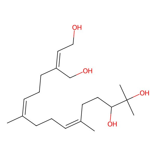 2D Structure of (2E,6E,10E,14S)-3-(hydroxymethyl)-7,11,15-trimethylhexadeca-2,6,10-triene-1,14,15-triol