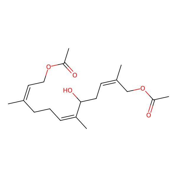 2D Structure of [(2E,6E,8R,10E)-12-acetyloxy-8-hydroxy-3,7,11-trimethyldodeca-2,6,10-trienyl] acetate