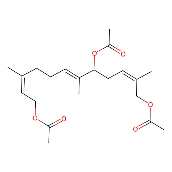 2D Structure of [(2E,6E,8S,10E)-8,12-diacetyloxy-3,7,11-trimethyldodeca-2,6,10-trienyl] acetate