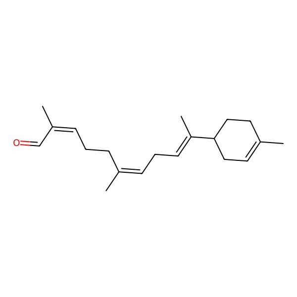 2D Structure of (2E,6E,9E)-2,6-dimethyl-10-[(1R)-4-methylcyclohex-3-en-1-yl]undeca-2,6,9-trienal