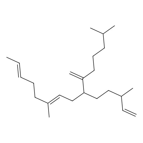 2D Structure of (2E,6E,9R)-6,14-dimethyl-10-methylidene-9-[(3R)-3-methylpent-4-enyl]pentadeca-2,6-diene