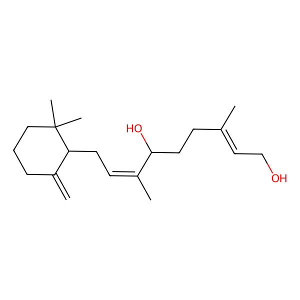 2D Structure of (2E,6R,7E)-9-[(1S)-2,2-dimethyl-6-methylidenecyclohexyl]-3,7-dimethylnona-2,7-diene-1,6-diol