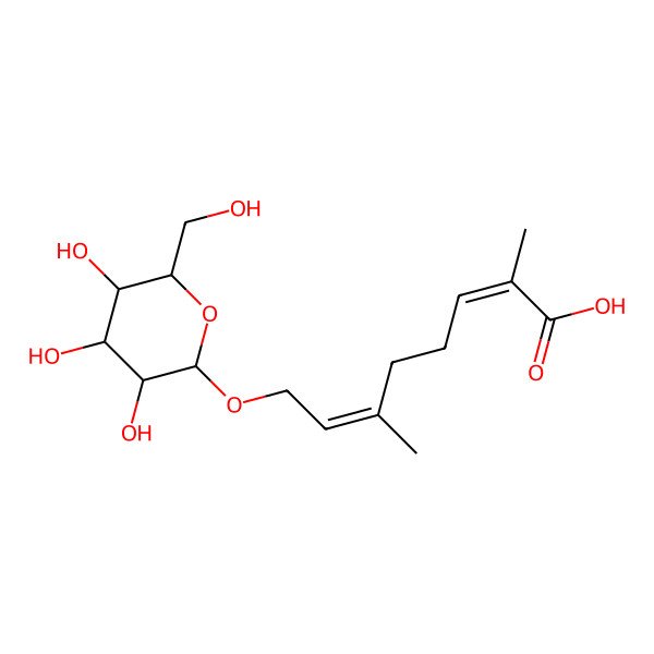 2D Structure of (2e,6z)-8-beta-d-Glucopyranosyloxy-2,6-dimethyl-2,6-octadienoic acid