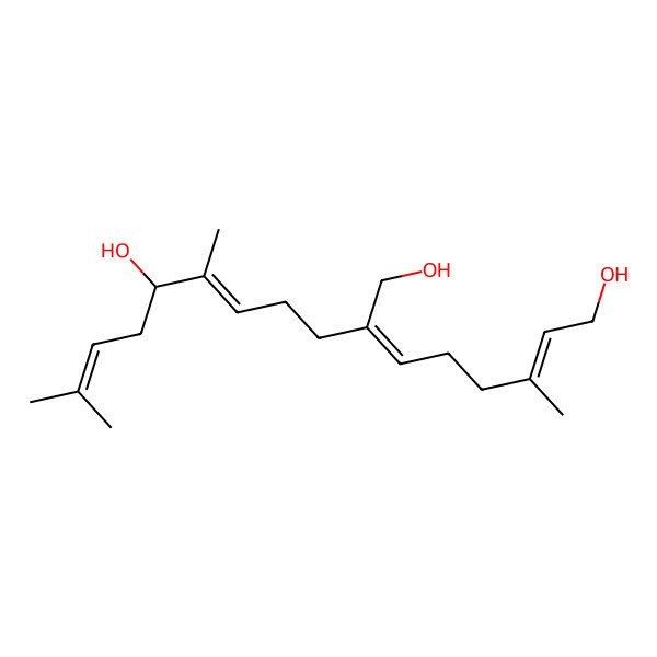 2D Structure of (2E,6Z,10E,12R)-7-(hydroxymethyl)-3,11,15-trimethylhexadeca-2,6,10,14-tetraene-1,12-diol