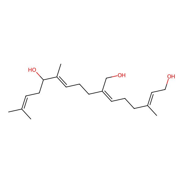 2D Structure of (2E,6Z,10E,12S)-7-(hydroxymethyl)-3,11,15-trimethylhexadeca-2,6,10,14-tetraene-1,12-diol