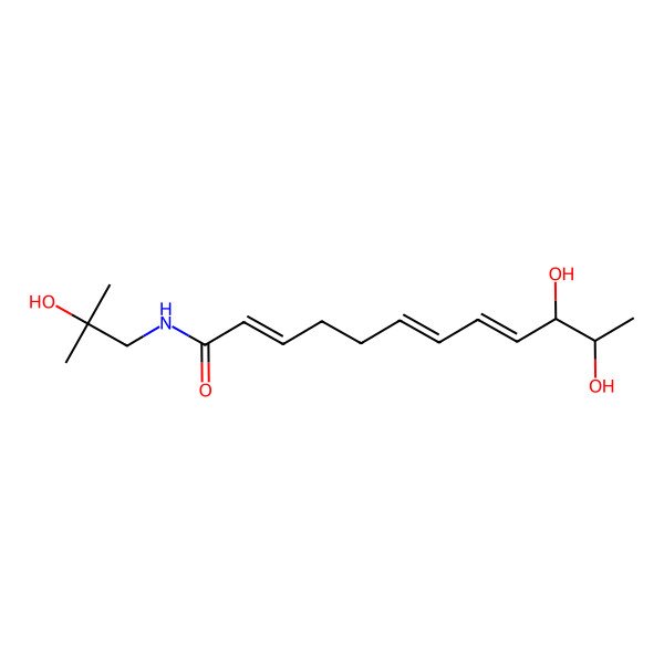2D Structure of (2E,6Z,8E,10R,11S)-10,11-dihydroxy-N-(2-hydroxy-2-methylpropyl)dodeca-2,6,8-trienamide