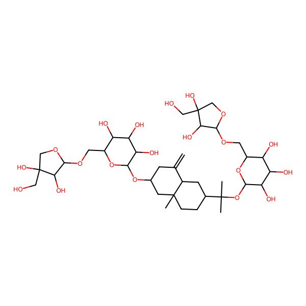 2D Structure of (2R,3R,4S,5S,6R)-2-[[(2S,4aS,6R,8aR)-6-[2-[(2S,3R,4S,5S,6R)-6-[[(2R,3R,4R)-3,4-dihydroxy-4-(hydroxymethyl)oxolan-2-yl]oxymethyl]-3,4,5-trihydroxyoxan-2-yl]oxypropan-2-yl]-8a-methyl-4-methylidene-1,2,3,4a,5,6,7,8-octahydronaphthalen-2-yl]oxy]-6-[[(2R,3R,4R)-3,4-dihydroxy-4-(hydroxymethyl)oxolan-2-yl]oxymethyl]oxane-3,4,5-triol