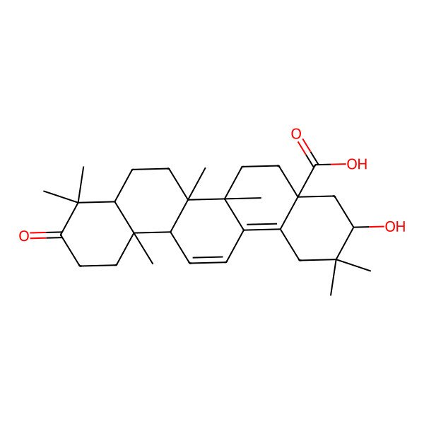 2D Structure of 3-hydroxy-2,2,6a,6b,9,9,12a-heptamethyl-10-oxo-3,4,5,6,6a,7,8,8a,11,12-decahydro-1H-picene-4a-carboxylic acid