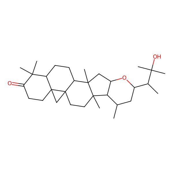 2D Structure of (1S,4R,5R,10S,12S,13S,16R,21R)-8-(3-hydroxy-3-methylbutan-2-yl)-4,6,12,17,17-pentamethyl-9-oxahexacyclo[11.9.0.01,21.04,12.05,10.016,21]docosan-18-one
