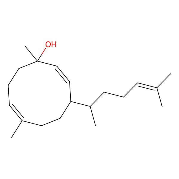 2D Structure of (2E,7Z)-1,7-dimethyl-4-(6-methylhept-5-en-2-yl)cyclodeca-2,7-dien-1-ol