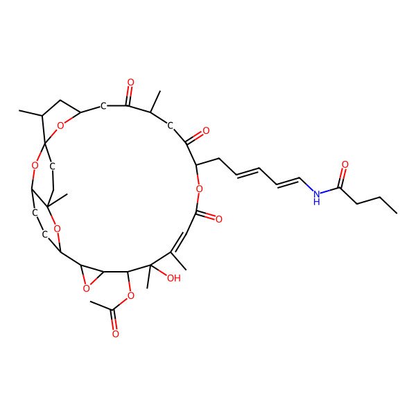 2D Structure of [(1R,2S,4R,7S,10S,13Z,15R,16R,17S,19S,20S,23R,24S)-10-[(2E,4Z)-5-(butanoylamino)penta-2,4-dienyl]-15-hydroxy-2,7,14,15,24-pentamethyl-6,9,12-trioxo-11,18,27,28,29-pentaoxapentacyclo[21.3.1.11,4.120,24.017,19]nonacos-13-en-16-yl] acetate