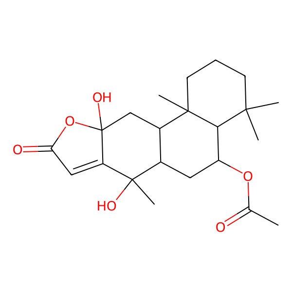 2D Structure of (7,10a-dihydroxy-4,4,7,11b-tetramethyl-9-oxo-2,3,4a,5,6,6a,11,11a-octahydro-1H-naphtho[2,1-f][1]benzofuran-5-yl) acetate