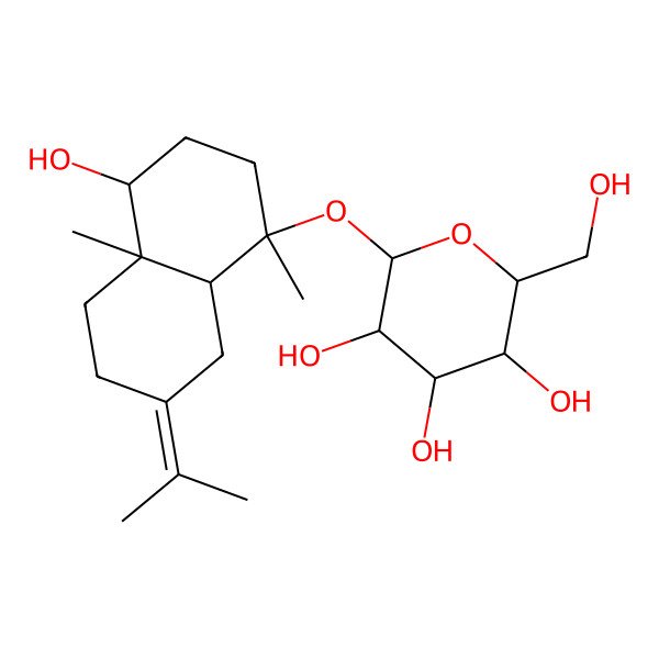 2D Structure of (2S,3R,4S,5R,6R)-2-[[(1S,4S,4aS,8aS)-4-hydroxy-1,4a-dimethyl-7-propan-2-ylidene-3,4,5,6,8,8a-hexahydro-2H-naphthalen-1-yl]oxy]-6-(hydroxymethyl)oxane-3,4,5-triol