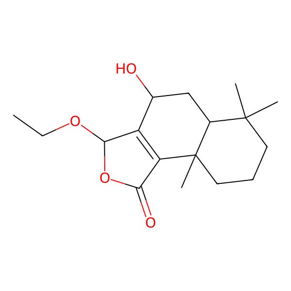 2D Structure of (3S,4S,5aS,9aS)-3-ethoxy-4-hydroxy-6,6,9a-trimethyl-4,5,5a,7,8,9-hexahydro-3H-benzo[g][2]benzofuran-1-one