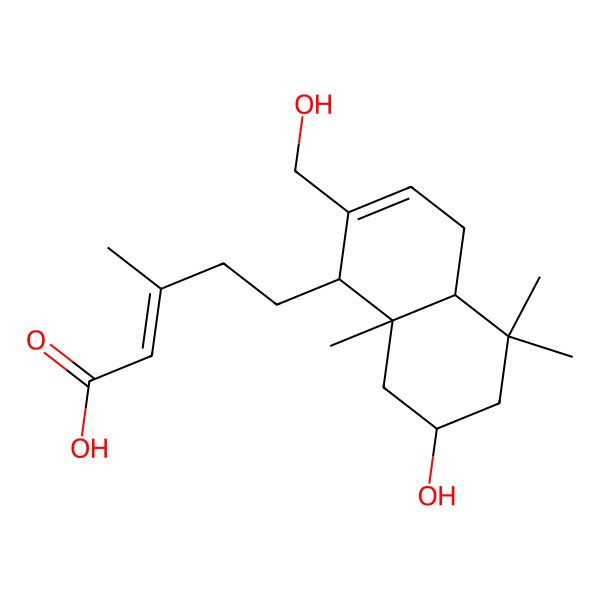 2D Structure of (E)-5-[(1S,4aR,7R,8aS)-7-hydroxy-2-(hydroxymethyl)-5,5,8a-trimethyl-1,4,4a,6,7,8-hexahydronaphthalen-1-yl]-3-methylpent-2-enoic acid