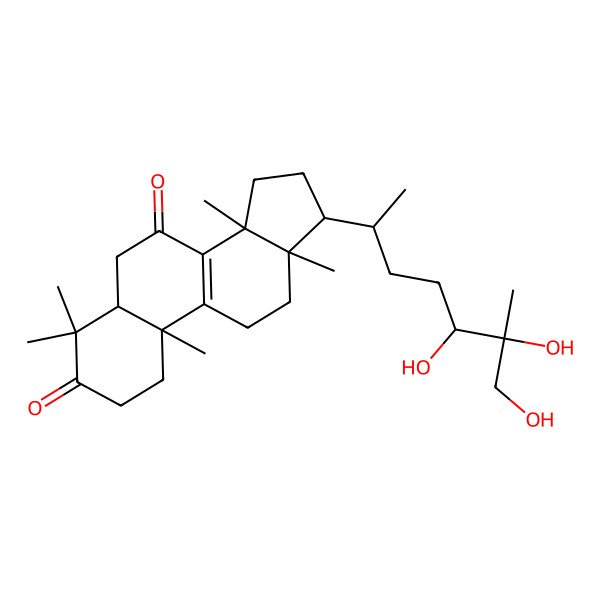 2D Structure of (5R,10S,13R,14R)-4,4,10,13,14-pentamethyl-17-[(2R)-5,6,7-trihydroxy-6-methylheptan-2-yl]-2,5,6,11,12,15,16,17-octahydro-1H-cyclopenta[a]phenanthrene-3,7-dione