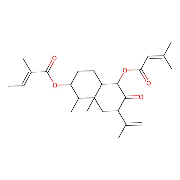 2D Structure of [(1R,2R,4aR,5S,7S,8aR)-1,8a-dimethyl-5-(3-methylbut-2-enoyloxy)-6-oxo-7-prop-1-en-2-yl-1,2,3,4,4a,5,7,8-octahydronaphthalen-2-yl] (E)-2-methylbut-2-enoate