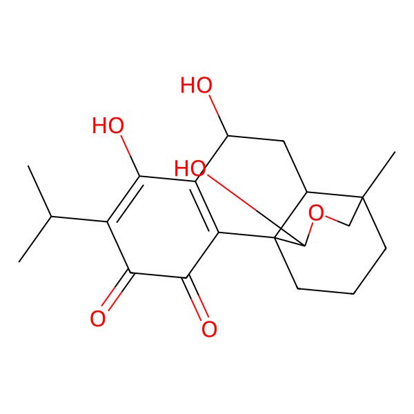 2D Structure of (1S,8R,10S,11R,14R)-6,8,14-trihydroxy-11-methyl-5-propan-2-yl-13-oxatetracyclo[9.3.3.01,10.02,7]heptadeca-2(7),5-diene-3,4-dione
