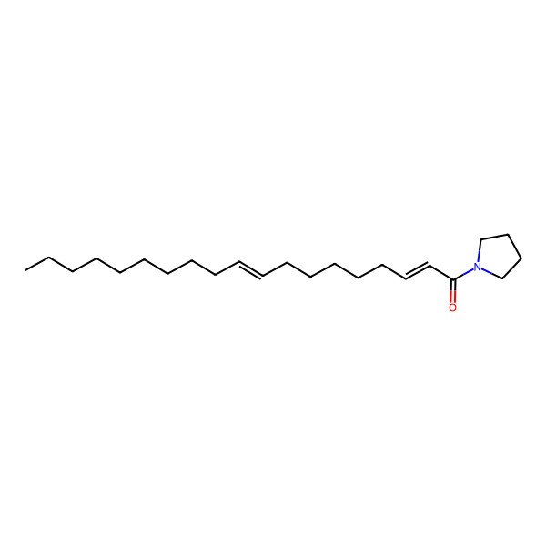 2D Structure of (2E,9Z)-1-pyrrolidin-1-ylnonadeca-2,9-dien-1-one