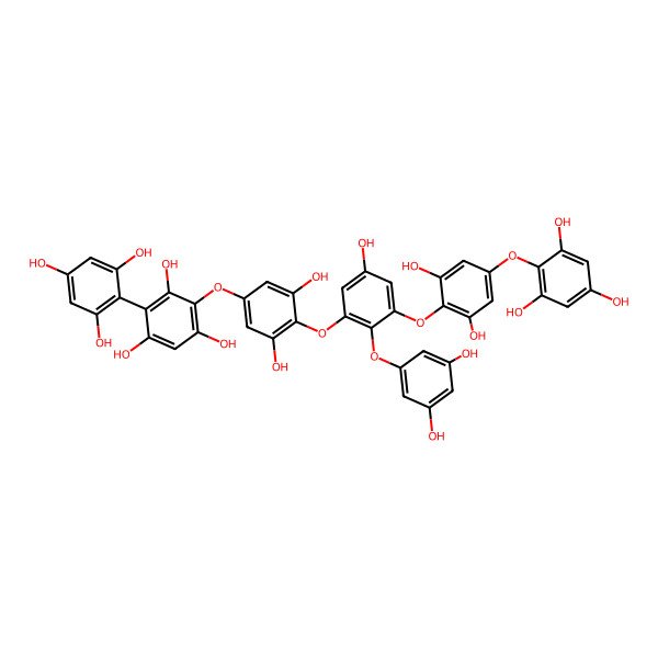 2D Structure of 2-[4-[2-(3,5-Dihydroxyphenoxy)-3-[2,6-dihydroxy-4-(2,4,6-trihydroxyphenoxy)phenoxy]-5-hydroxyphenoxy]-3,5-dihydroxyphenoxy]-4-(2,4,6-trihydroxyphenyl)benzene-1,3,5-triol