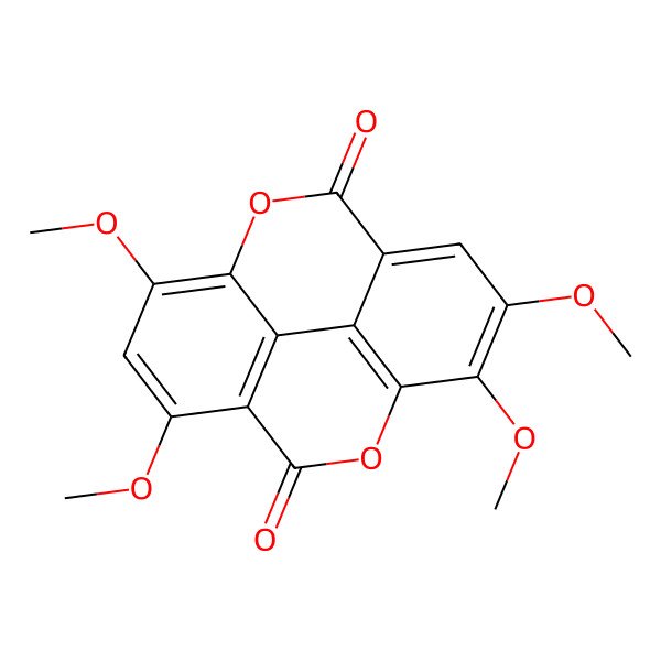 2D Structure of 5,7,13,14-Tetramethoxy-2,9-dioxatetracyclo[6.6.2.04,16.011,15]hexadeca-1(15),4(16),5,7,11,13-hexaene-3,10-dione