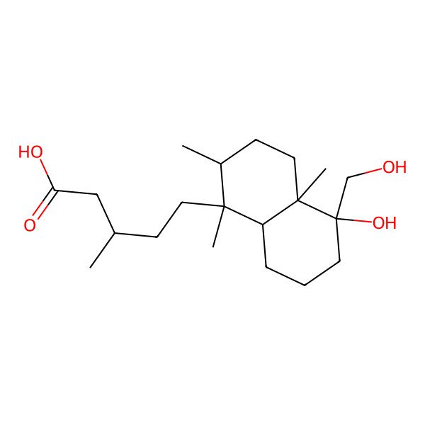 2D Structure of (3R)-5-[(1S,2R,4aR,5R,8aR)-5-hydroxy-5-(hydroxymethyl)-1,2,4a-trimethyl-3,4,6,7,8,8a-hexahydro-2H-naphthalen-1-yl]-3-methylpentanoic acid