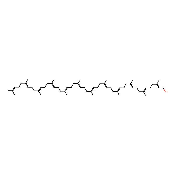 2D Structure of (2Z,6Z,10Z,14Z,18Z,22Z,26Z,30Z,34Z,38Z,42E)-3,7,11,15,19,23,27,31,35,39,43,47-dodecamethyloctatetraconta-2,6,10,14,18,22,26,30,34,38,42,46-dodecaen-1-ol