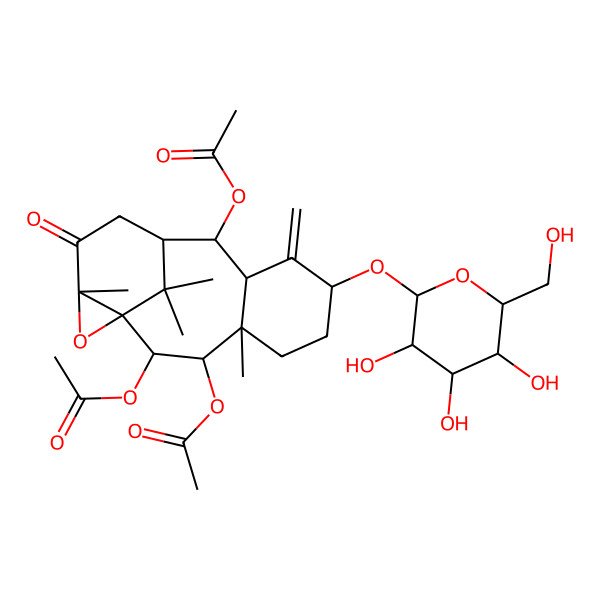 2D Structure of [2,3-Diacetyloxy-4,14,16,16-tetramethyl-8-methylidene-13-oxo-7-[3,4,5-trihydroxy-6-(hydroxymethyl)oxan-2-yl]oxy-15-oxatetracyclo[9.4.1.01,14.04,9]hexadecan-10-yl] acetate