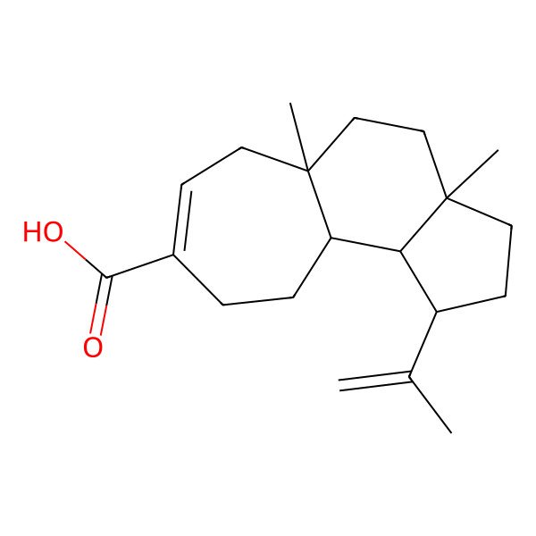 2D Structure of 3a,5a-Dimethyl-1-prop-1-en-2-yl-1,2,3,4,5,6,9,10,10a,10b-decahydrocyclohepta[e]indene-8-carboxylic acid