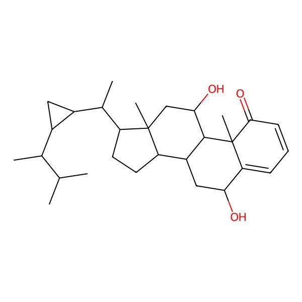 2D Structure of 6,11-Dihydroxy-10,13-dimethyl-17-[1-[2-(3-methylbutan-2-yl)cyclopropyl]ethyl]-6,7,8,9,11,12,14,15,16,17-decahydrocyclopenta[a]phenanthren-1-one
