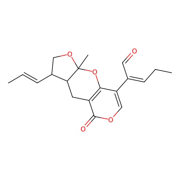 2D Structure of 2-(3-Methyl-10-oxo-6-prop-1-enyl-2,4,11-trioxatricyclo[7.4.0.03,7]trideca-1(9),12-dien-13-yl)pent-2-enal