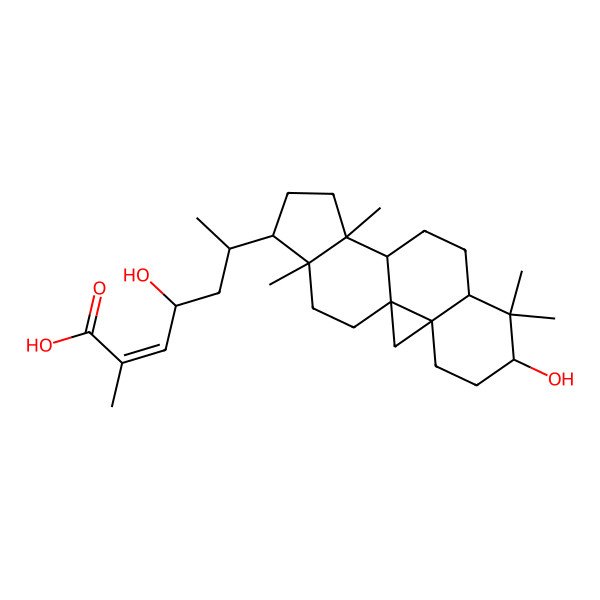 2D Structure of 4-Hydroxy-6-(6-hydroxy-7,7,12,16-tetramethyl-15-pentacyclo[9.7.0.01,3.03,8.012,16]octadecanyl)-2-methylhept-2-enoic acid