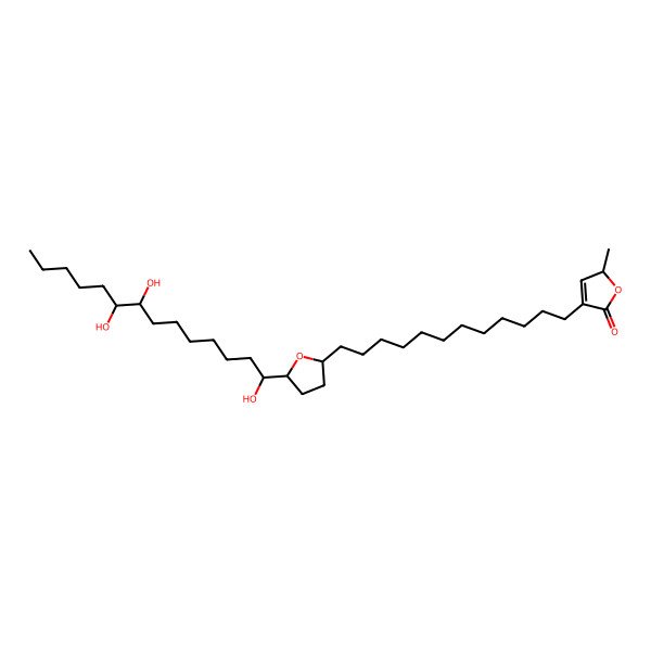 2D Structure of (2S)-2-methyl-4-[12-[(2S,5R)-5-[(1R,8S,9R)-1,8,9-trihydroxytetradecyl]oxolan-2-yl]dodecyl]-2H-furan-5-one