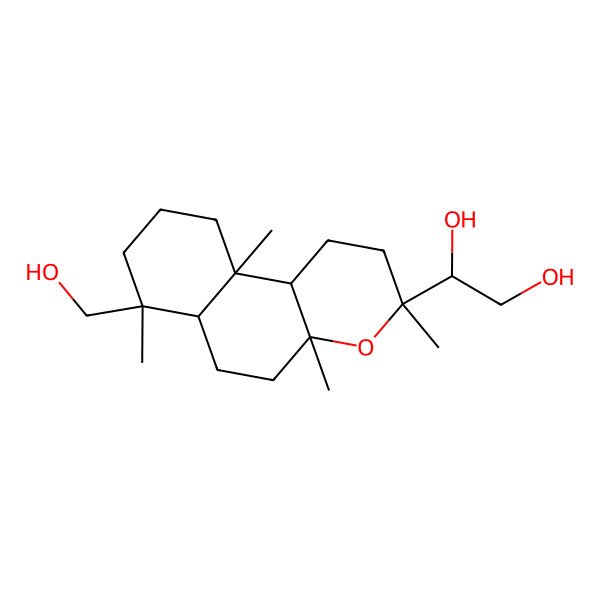 2D Structure of (1R)-1-[(3R,4aS,6aS,7R,10aR,10bR)-7-(hydroxymethyl)-3,4a,7,10a-tetramethyl-2,5,6,6a,8,9,10,10b-octahydro-1H-benzo[f]chromen-3-yl]ethane-1,2-diol