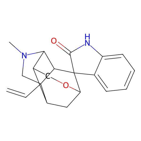 2D Structure of (1'R,2'S,3S,5'R,6'S,8'S)-2'-ethenyl-4'-methylspiro[1H-indole-3,7'-9-oxa-4-azatetracyclo[6.3.1.02,6.05,11]dodecane]-2-one