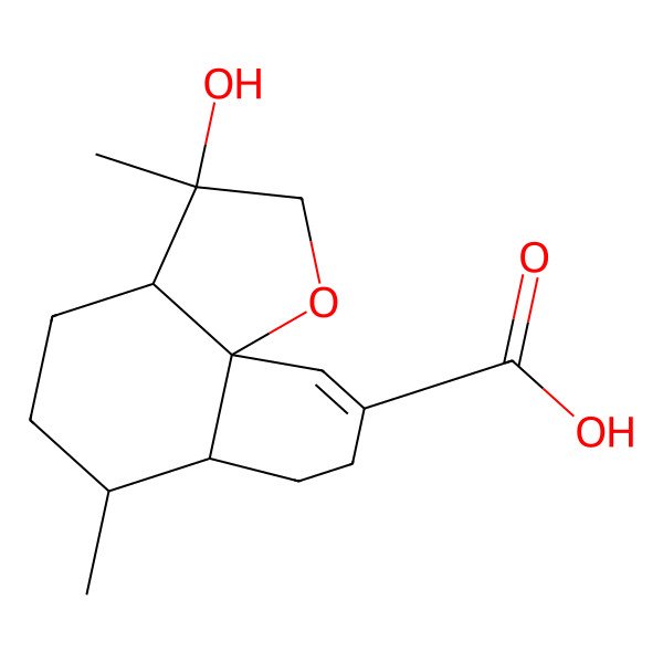 2D Structure of (3R,3aR,6R,6aS,10aS)-3-hydroxy-3,6-dimethyl-2,3a,4,5,6,6a,7,8-octahydrobenzo[h][1]benzofuran-9-carboxylic acid