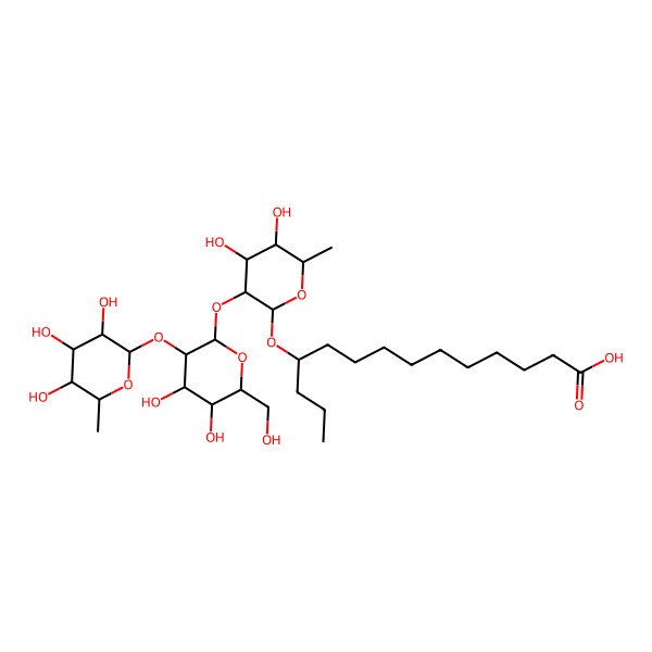 2D Structure of 11-[3-[4,5-Dihydroxy-6-(hydroxymethyl)-3-(3,4,5-trihydroxy-6-methyloxan-2-yl)oxyoxan-2-yl]oxy-4,5-dihydroxy-6-methyloxan-2-yl]oxytetradecanoic acid