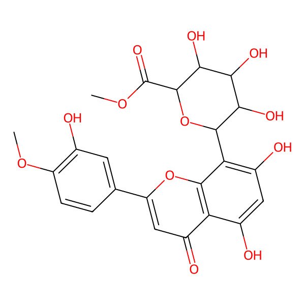 2D Structure of Methyl 6-[5,7-dihydroxy-2-(3-hydroxy-4-methoxyphenyl)-4-oxochromen-8-yl]-3,4,5-trihydroxyoxane-2-carboxylate