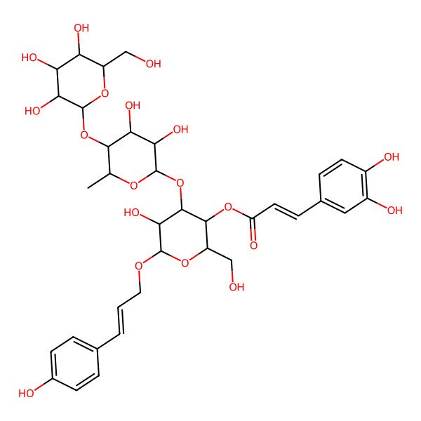 2D Structure of [(2S,3R,4S,5S,6S)-4-[(2R,3S,4S,5S,6R)-3,4-dihydroxy-6-methyl-5-[(2S,3R,4S,5S,6R)-3,4,5-trihydroxy-6-(hydroxymethyl)oxan-2-yl]oxyoxan-2-yl]oxy-5-hydroxy-2-(hydroxymethyl)-6-[(E)-3-(4-hydroxyphenyl)prop-2-enoxy]oxan-3-yl] (E)-3-(3,4-dihydroxyphenyl)prop-2-enoate