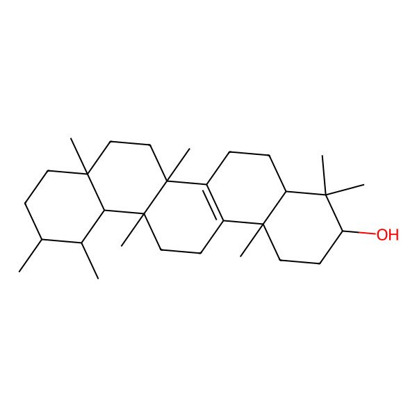 2D Structure of (3S,4aR,6aS,6bS,8aS,11R,12S,12aR,14bS)-4,4,6a,6b,8a,11,12,14b-octamethyl-2,3,4a,5,6,7,8,9,10,11,12,12a,13,14-tetradecahydro-1H-picen-3-ol