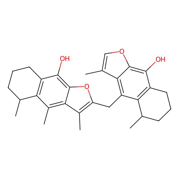 2D Structure of 2-[(9-Hydroxy-3,5-dimethyl-5,6,7,8-tetrahydrobenzo[f][1]benzofuran-4-yl)methyl]-3,4,5-trimethyl-5,6,7,8-tetrahydrobenzo[f][1]benzofuran-9-ol