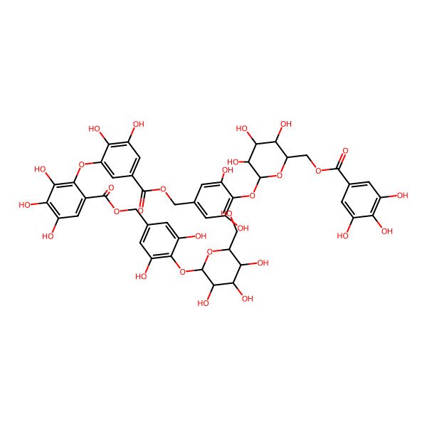 2D Structure of [3,5-dihydroxy-4-[(2S,3R,4S,5S,6R)-3,4,5-trihydroxy-6-(hydroxymethyl)oxan-2-yl]oxyphenyl]methyl 2-[5-[[3,5-dihydroxy-4-[(2S,3R,4S,5S,6R)-3,4,5-trihydroxy-6-[(3,4,5-trihydroxybenzoyl)oxymethyl]oxan-2-yl]oxyphenyl]methoxycarbonyl]-2,3-dihydroxyphenoxy]-3,4,5-trihydroxybenzoate