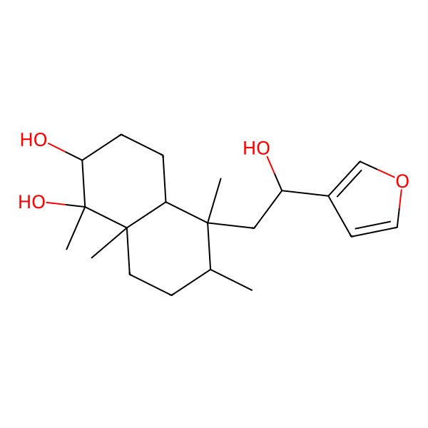 2D Structure of (1R,2R,4aR,5S,6R,8aR)-5-[(2S)-2-(furan-3-yl)-2-hydroxyethyl]-1,5,6,8a-tetramethyl-3,4,4a,6,7,8-hexahydro-2H-naphthalene-1,2-diol