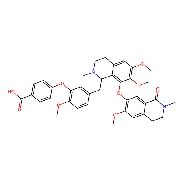2D Structure of 4-[5-[[6,7-dimethoxy-8-[(6-methoxy-2-methyl-1-oxo-3,4-dihydroisoquinolin-7-yl)oxy]-2-methyl-3,4-dihydro-1H-isoquinolin-1-yl]methyl]-2-methoxyphenoxy]benzoic acid