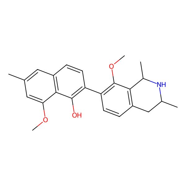 2D Structure of 8-methoxy-2-[(1S,3R)-8-methoxy-1,3-dimethyl-1,2,3,4-tetrahydroisoquinolin-7-yl]-6-methylnaphthalen-1-ol