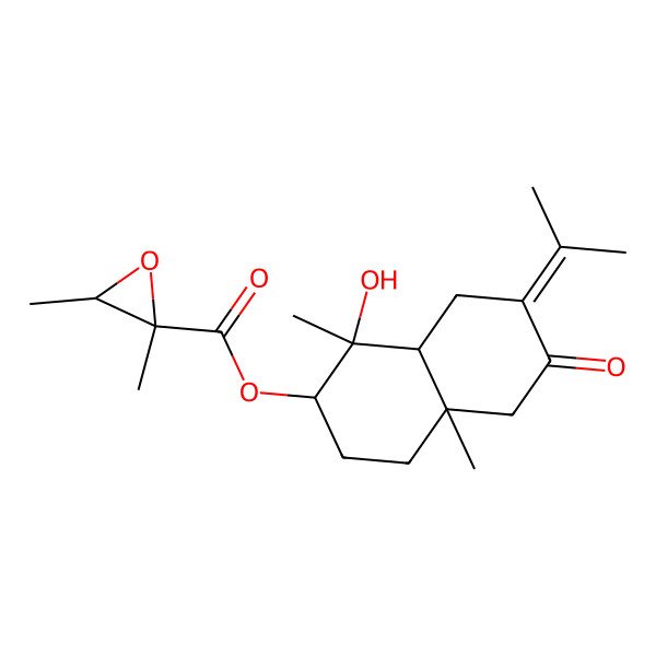 2D Structure of (1-Hydroxy-1,4a-dimethyl-6-oxo-7-propan-2-ylidene-2,3,4,5,8,8a-hexahydronaphthalen-2-yl) 2,3-dimethyloxirane-2-carboxylate